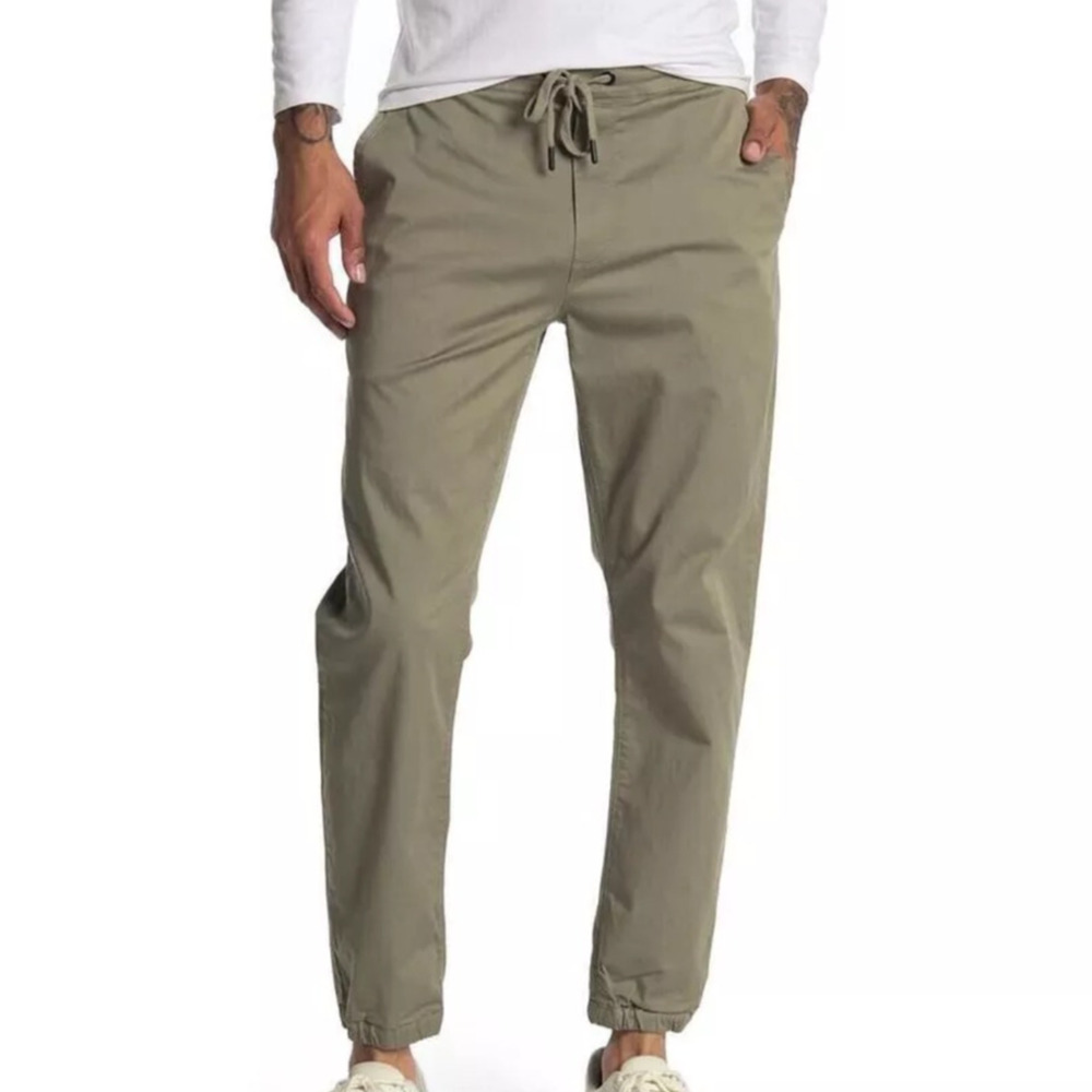 Blank NYC Let It Go Joggers Pants Large Mens Green Casual Pull On Cotton New
